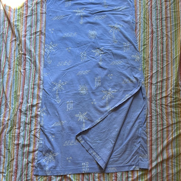 Vintage Periwinkle Blue Short Sleeve Maxi T-Shirt Dress with Palm Tree Print, m - Picture 2 of 7